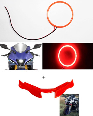 VermsBikers R15v4/R15M Winglet Red+R15V4/M Angel ring light 60mm blue 1pc Bike Fairing Kit