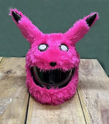 V VANTRA Pink Pikachu Bunny Helmet Cover (Only Cover) Motorbike Helmet (Pink) Motorbike Helmet(Multicolor, Pink)