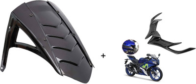 VermsBikers R15v3 Glossy Carbon winglet 2.0+SharkFin Rear Fender for R15 V3/R15 V4 (Black) Bike Fairing Kit