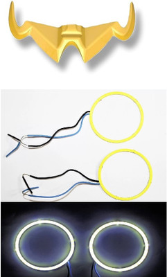 VermsBikers Pulsar Rs200 Winglet Yellow with RS 200 White LED Angel Eyes Ring Light Bike Fairing Kit