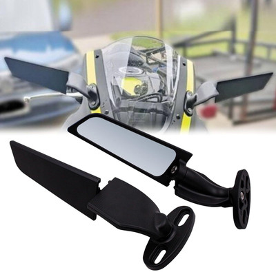 VermsBikers Universal Motorcycle Mirror Wing Adjustable Rotating Rearview Mirror (Black) Bike Fairing Kit