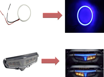 Gogna Mart Tail Light with LED Indicator for Yamaha MT 15 and ring light blue Bike Fairing Kit