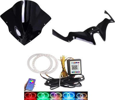 Gogna Mart RS 200 ring light RGB bluetooth ring light set of 2 and ,visor and winglet black Bike Fairing Kit