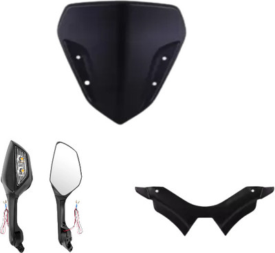 Gogna Mart yamaha mt 15 visor ,mt winglet black and universal Bike Fairing Kit