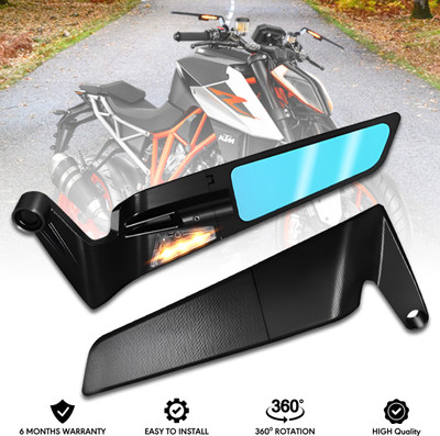 BRXR York Fitting 360° Wide Angle Rear View Adjustable Led Stealth Mirror For Ktm Bike Fairing Kit