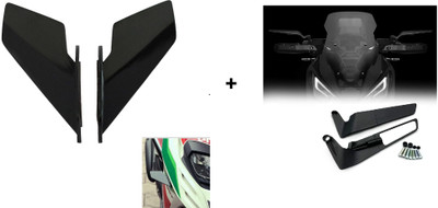 VermsBikers New Wing Mirrors For Universal for Bike+Universal Small Wings winglet Black Bike Fairing Kit