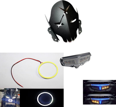 Gogna Mart Tail Light with LED Indicator Yamaha MT 15 , ring light white and skull visor Bike Fairing Kit