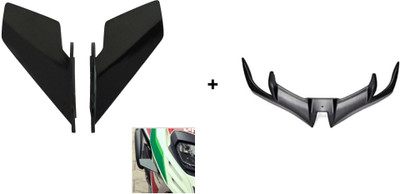 VermsBikers R15V3 Winglet (Grey)+Universal Small Wings winglet Black Bike Fairing Kit
