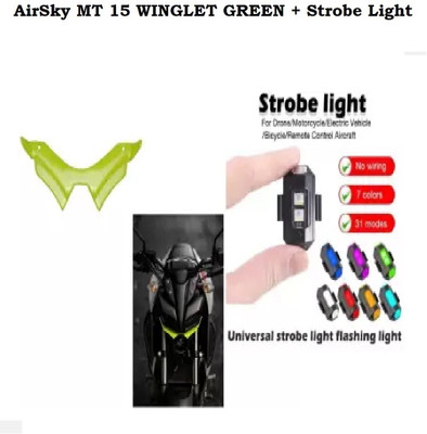 AIRSKY MT 15 WINGLET GREEN With Strobe Blinker Light Bike Fairing Kit