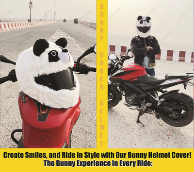 SRPHERE SRT42154_Panda Soft Bunny Helmet Cover for Riders | Funny Helmet Cover Bike Fairing Kit