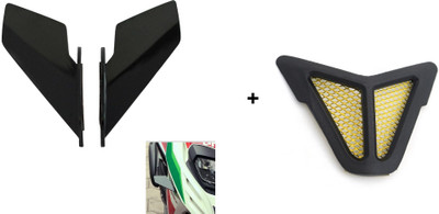 VermsBikers R15v3 nose grill jali for r15v3 golden+Universal Small Wings winglet Black Bike Fairing Kit