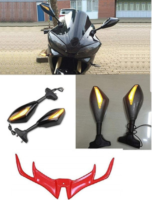 Gogna Mart Mirror for R15 V3 carbon + r15 v3 winglet red (Amber Yellow) Bike Fairing Kit