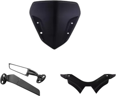 Gogna Mart yamaaha mt 15 visor , mt 15 winglet black and bike wing mirror Bike Fairing Kit