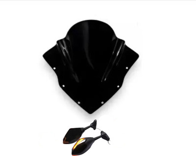 Gogna Mart rs 200 visor black wth bike led mirror black Bike Fairing Kit