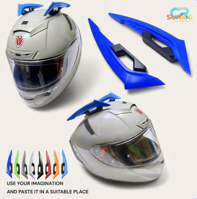 RED ALIENS BLUE WINGS,Stylish Helmet & Bike Fairing Wings | Universal AeroDynamic Winglets Bike Fairing Kit