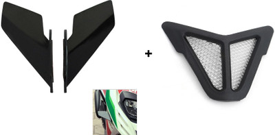 VermsBikers r15v3 nose grill for r15v3 silver+Universal Small Wings winglet Black Bike Fairing Kit