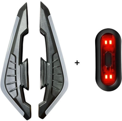 VermsBikers Bike Aero Wing Side Spoiler(Grey)+Rear helmet Warning Light for all helmets 1pc Bike Fairing Kit