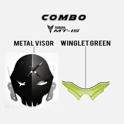 Gogna Mart mt cnc short visor monster & MT 15 winglet green Bike Fairing Kit