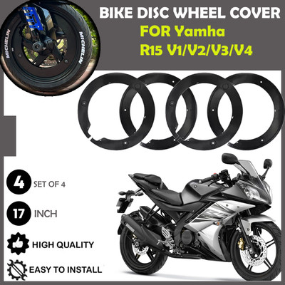 Qiisx Bike Pro Disc Wheel Cover (ABS Plastic) for Yamha R15 V1/V2/V3/V4 Set of 4 Bike Fairing Kit