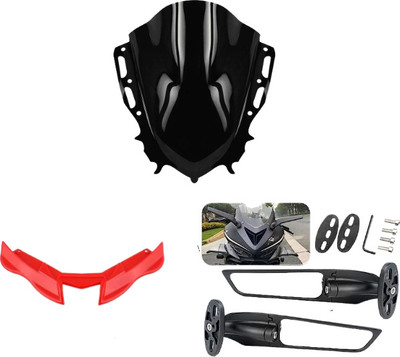 Gogna Mart yamaha r15 v4 visor black , winglet red and side wing mirror Bike Fairing Kit