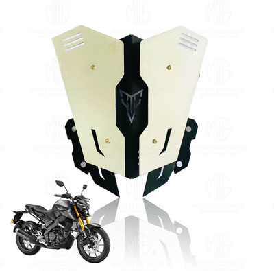 Moto Genius MT 15 Metal Visor Windscreen Deflector - Heavy Quality Flyscreen (White Black) Bike Fairing Kit