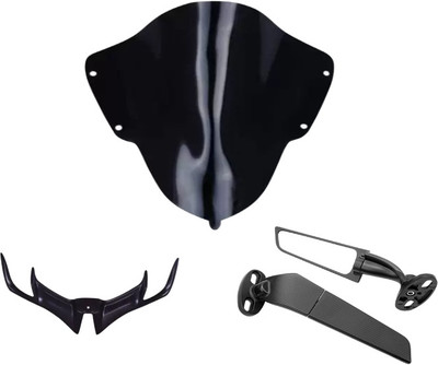 Gogna Mart yamaha r15 v3 visor black , v3 winglet black and bike wing mirror universal Bike Fairing Kit