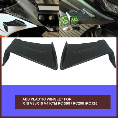 Qiisx Wings Winglet black for Yamaha R15 V3/V4, KTM RC 390,RC 200, RC 125 Bike Fairing Kit