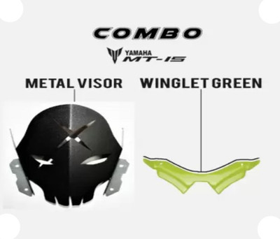Gogna Mart mt 15 CNC short skull visor + MT 15 winglet GREEN Bike Bike Fairing Kit