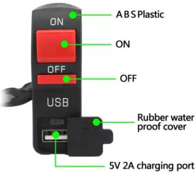 Aayatouch RWR Universal LED Fog Lights Switch with USB Charging 39 1 A ing 51 1 A 1 A Bike Mobile Charger