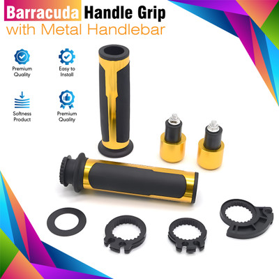 OBEROI'S TRADERS Barracuda Handle Grip Golden with Metal Handlebar Ends with Aluminum Insert for Handle Bar Grip For Universal For Bike Universal For Bike(Pack of 2)