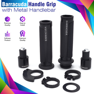 BRXR Barracuda Handle Grip with Metal Handlebar Ends with Handle Bar Grip For Universal For Bike Universal For Bike(Pack of 2)