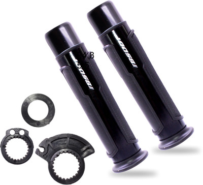 ASRYD Handlebar Grip with Metal Handlebar Ends with Aluminum Insert for Bikes Handle Bar Grip For Universal For Bike Universal For Bike(Pack of 2)