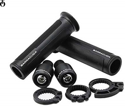 OBEROI'S TRADERS Barracuda Handle Grip with Metal Handlebar Ends with Aluminum Insert for Bikes Handle Bar Grip For Universal For Bike Universal For Bike(Pack of 2)