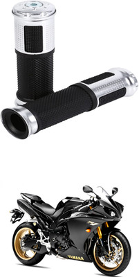 PRTEK Motorcycle Rubber Gel Hand Grip Silver For BikeTVSJupiter Handle Bar Grip For Universal For Bike NA(Pack of 2)