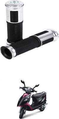 PRTEK Motorcycle Rubber Gel Hand Grip Silver For BikeRoyal EnfieldElectra Twin Spark Handle Bar Grip For TVS Streek(Pack of 2)