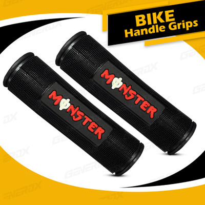 Generox Dot Patterned Non-slip Handle Grips Black and RED (Pack of 2) Handle Bar Grip For Universal For Bike Universal For Bike(Pack of 2)