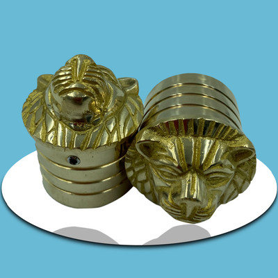 Moterix LION BRASS HANDLE BAR WEIGHT LION FOR ROYAL ENFIELD MADE IN INDIA Bike Handlebar Weights(2 Gold)