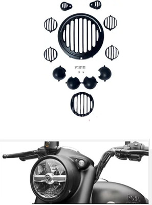 GRILLO Grill Set for RE Classic Reborn LED-Headlight-Tail-Indicator Grills (Set of 12) Bike Headlight Grill(Black)