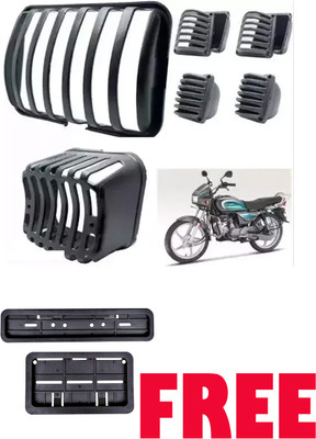 S P ENTERPRISES Cover Headlight Tail Light Indicator Protection Guard (Pack Of 6 Bike Headlight Grill(Black)