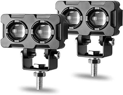 PBTA 2 Led Lens LED Fog Light for bike and motorcycle Bike Headlight Grill(Black)