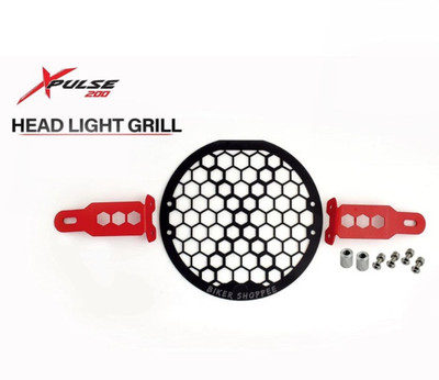 BIKER SHOPPEE Hero X Pulse Headlight Grill With Red Mount Bike Headlight Grill(Red, Black)