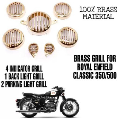 Golden Fox BRASS INDICATOR BACKLIGHT PARKING GRILL Bike Headlight Grill(Gold)