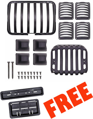 S P ENTERPRISES Bike Number Plate Frame free Splendor grill kit set Bike Headlight Grill(Black)