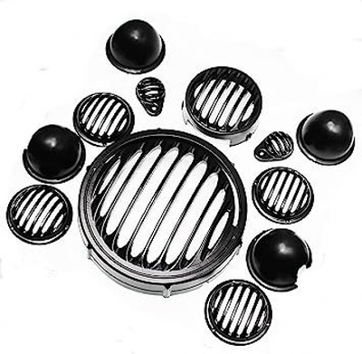 DOLSHACOB Headlight Grill/Jali Cover Set with Tail Lamp, Indicator,for Royal Enfield Bike Headlight Grill(Black)