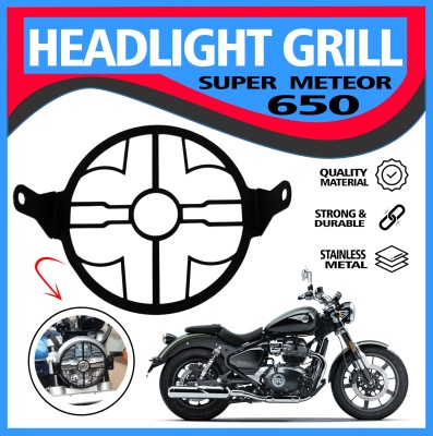 ASRYD Headlight Grill Royal Enfield Super Meteor 650 Chrome Bike Headlight Grill Bike Headlight Grill(Black)