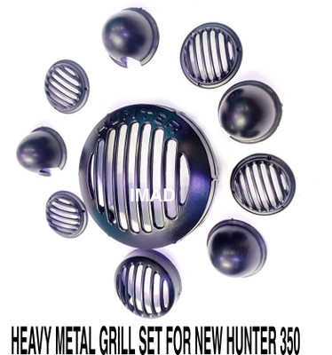 Aklin Boky HEAVY METAL GRILL SET HUNTER 350 Bike Headlight Grill(Black)