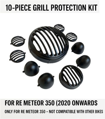 EAZ Black Metal Grill Set for RE Meteor 350 | Set of 10 Guards Bike Headlight Grill(Black)