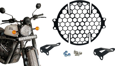 HIMOTORS Hunter Headlight Grill hexagonal for Hunter 350CC Guard Bike Headlight Grill(Black)