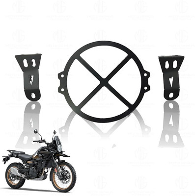 Moto Genius Front Headlight Grill Guard for RE Himalayan 450 Motorbike (X Design) Bike Headlight Grill(Black)
