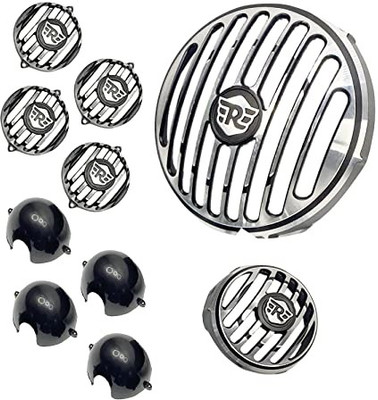 Golden Fox HeadLight Grill+Indicator Cap,Headlight Indicator Grill Metal for hunter 350 Bike Headlight Grill(Silver, Black) Golden Fox HeadLight Grill+Indicator Cap,Headlight Indicator Grill Metal for hunter 350 Bike Headlight Grill(Silver, Black)